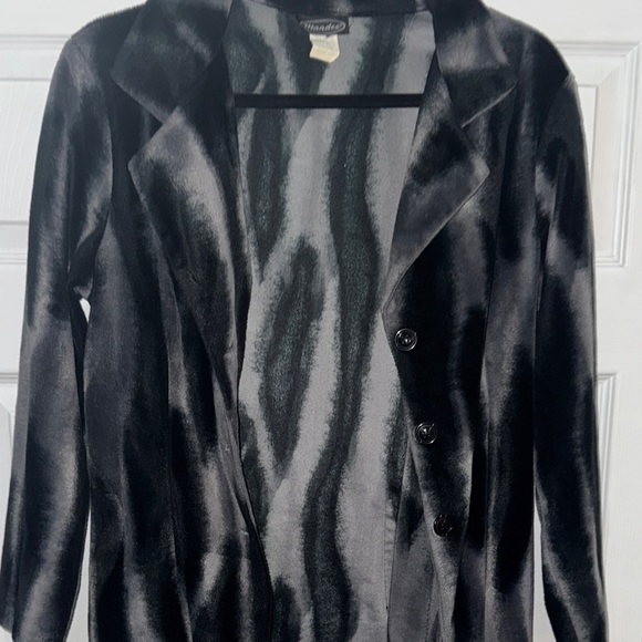 Vintage Mandee  velvet Black and Gray retro  Coat - Picture 5 of 6